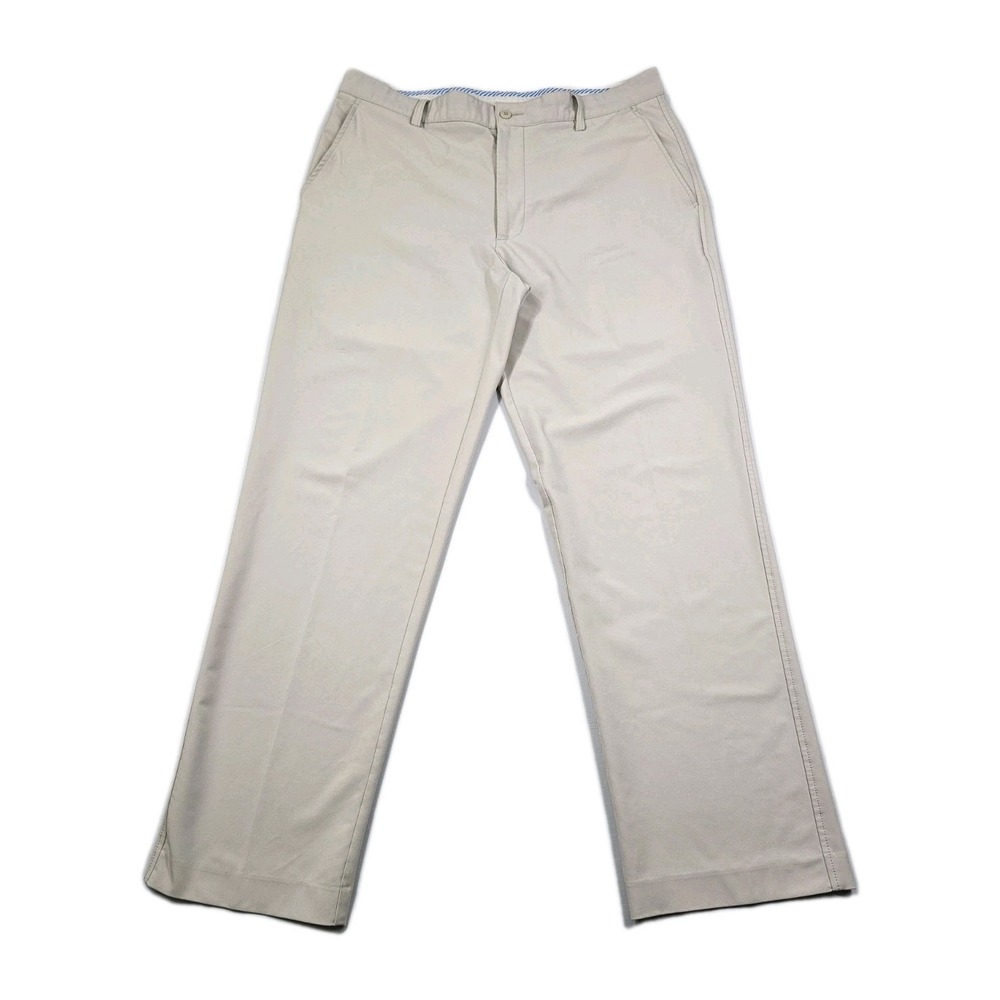 FootJoy Golf Pants Mens 36x33 Beige Khaki Performance Stretch Flat Front FJ Logo